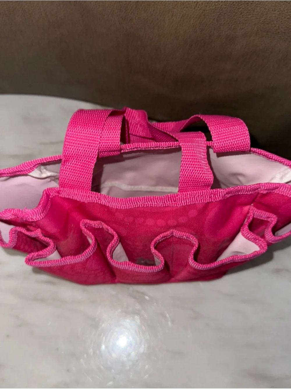 Thirty-One Pink Polka Dot Tote Bag w/ Pockets Double Handles